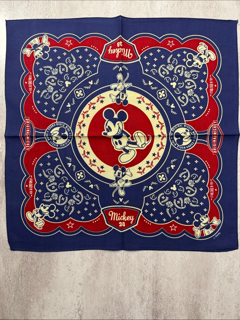 Disney Mickey Mouse Navy, Red & Cream Bandana Scarf